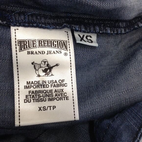 True Religion Sleeveless Denim Utility Jumpsuit Romper Size X-Small - Picture 7 of 8